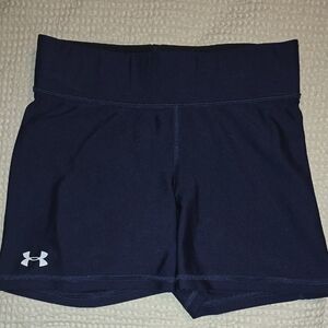 Under Armour Navy Blue Athletic Shorts with Mid-Thigh Length
